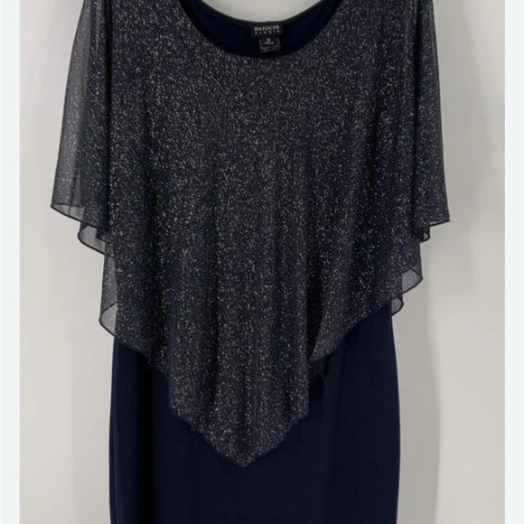 #331 Enfocus Studio Navy Glitter Asymmetrical Dress - Picture 3 of 10